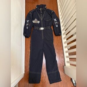Vintage Bogner One-Piece Ski Suit Black Belted Insulated Snowsuit Size 40
